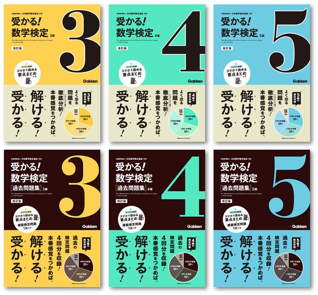 【中学生におすすめ！】本番感覚で数学検定の対策ができる『受かる！数学検定』シリーズより、３級・４級・５級の改訂版が発売！