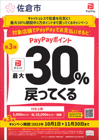 【千葉県佐倉市】超お得！「キャッシュレスで佐倉を元気に！最大30％期間中1万ポイントまで戻ってくるキャンペーン」開催