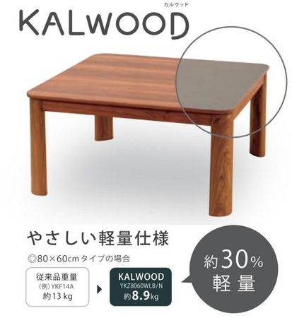 樹脂製ながらも美しい木目柄を実現 軽量こたつ「カルウッド」発売