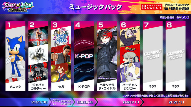 『サンバDEアミーゴ：パーティーセントラル』9月分DLCを配信！10月には『ペルソナ５ ザ・ロイヤル』とバーチャル・シンガーパックが登場