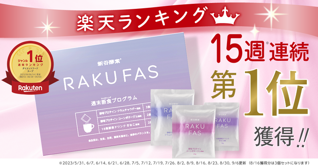 【新谷酵素】楽天ランキング１位連続15週獲得！週末らくらくファスティング「RAKUFAS」好評発売中！