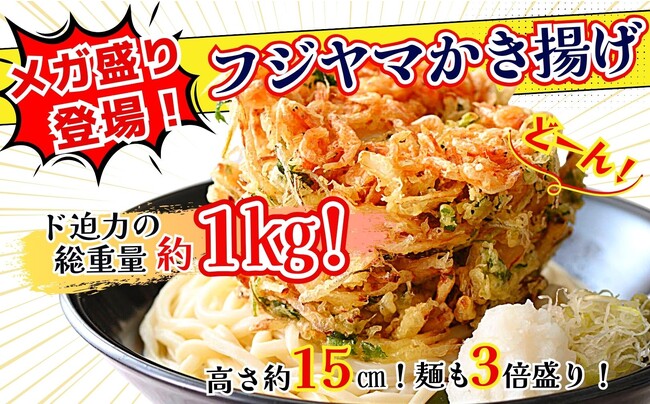 【ド迫力の総重量約１kg!!メガ盛りメニュー登場!!】満足できること間違いなし！NEOPASA駿河湾沼津上り『麺処 駿河庵』にてMEGAサイズのかき揚げ『フジヤマかき揚げ』が新登場！更に麺も3倍盛り！