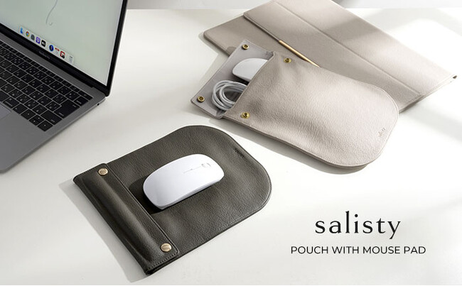 モバイルアクセサリーブランド「salisty（サリスティ）」手首の負担を軽減するマウスパッド付きポーチが新登場