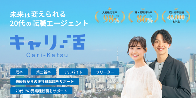 累計指導実績4.5万人以上のノウハウで実現する、20代に特化したポテンシャル人材紹介サービス「キャリ活」10/1リリース