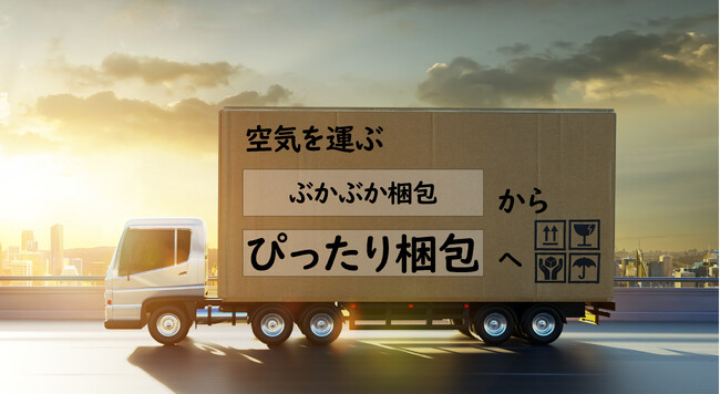 送る物に対して箱のサイズが大きい『ぶかぶか梱包』を見直して　配達員 約6万人の労働力にあたる再配達を削減しよう　空気を運ぶ「ぶかぶか梱包をやめようプロジェクト」本格始動　