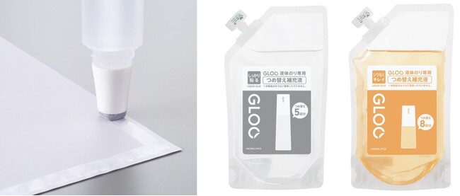 角まで塗りやすい「GLOO 液体のり」の大容量つめ替え補充液を発売