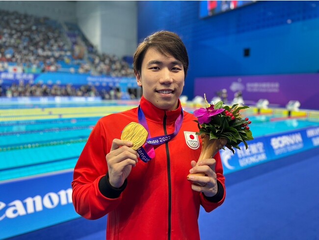 競泳 松元克央選手「アジア競技大会 杭州2022」100ｍバタフライで金メダル獲得！