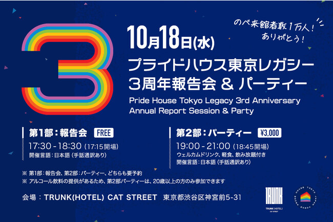 来館者のべ1万人を突破！常設の総合LGBTQ＋センター『プライドハウス東京レガシー』が、開設3周年を記念する報告会＆パーティを開催！