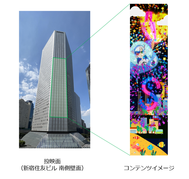 西新宿エリアの高層ビルを活用したプロジェクションマッピングの実施