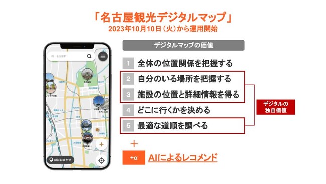 AIがオススメ目的地を提案する名古屋の観光デジタルマップを運用開始