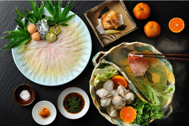 【界 長門】ふぐを堪能する秋冬の特別会席「てっさと源平鍋で味わうふく会席」が新登場｜提供期間：2023年11月1日～2024年2月29日