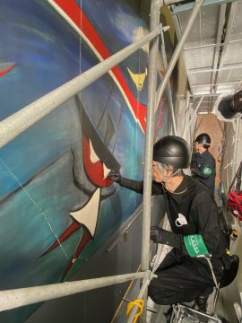 『明日の神話』修復の様子 『明日の神話』修復の様子