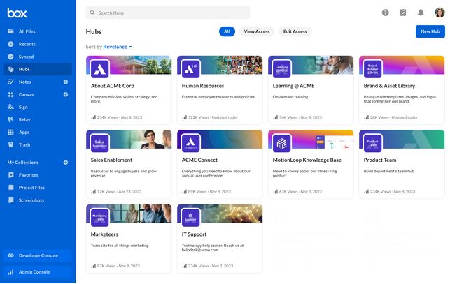 Box、企業内のコンテンツ公開に革新をもたらす新機能「Box Hubs」を発表
