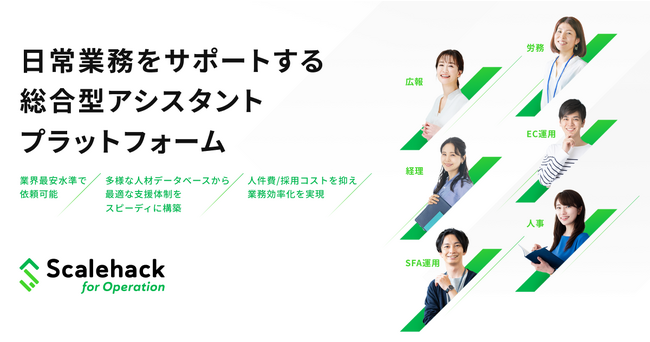 Scalehack、幅広いスキルを持つ独自の高スキル人材DBから最適なチームを組成し日常業務や煩雑な業務を支援する「総合型アシスタントプラットフォーム」を提供開始