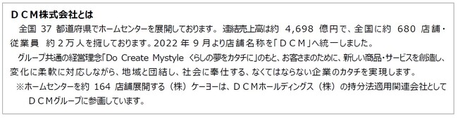 くらしに役立つ売場を新設　ＤＣＭ野田みずき店リニューアルオープンのお知らせ
