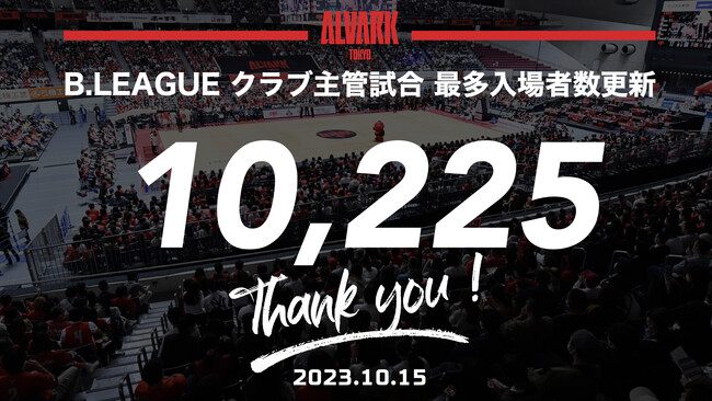 【新記録】B.LEAGUE クラブ主管試合 最多入場者数更新のお知らせ（10/15）