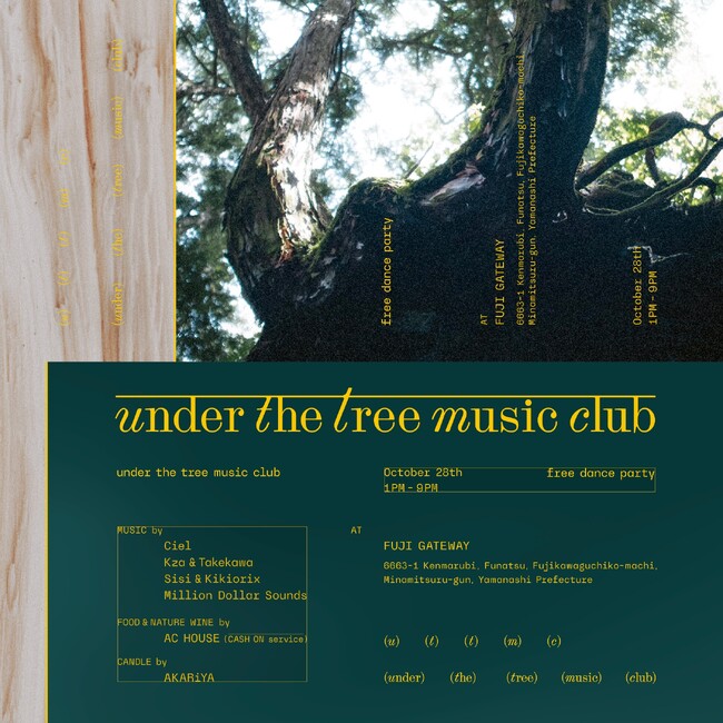世界文化遺産・富士山の麓を満喫するダンスミュージックパーティー「under the tree music club」、10/28（土）に開催！