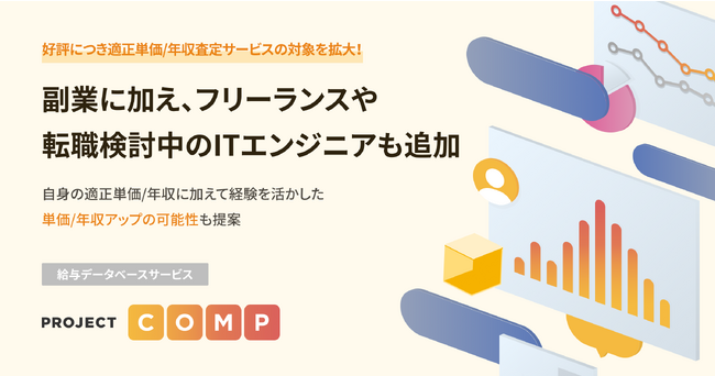 PROJECT COMP、好評につきITエンジニア向け適正単価査定サービスの対象を副業に加え、フリーランスや転職にも拡張！