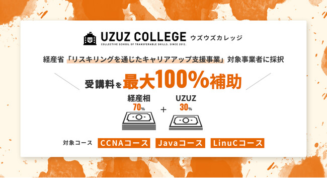 ウズウズカレッジが経産省「リスキリングを通じたキャリアアップ支援事業」の対象事業者に採択
