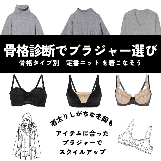 骨格診断とブラジャー選びで冬の定番ニットを着こなそう！グラマーさん向けランジェリーブランドLaLa Glangeから、骨格３タイプセルフ診断チャート付きコンテンツページ公開のお知らせ