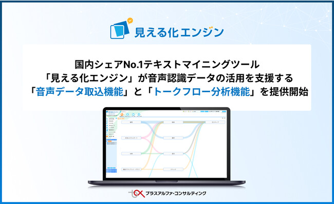 国内シェアNo.1テキストマイニングツール「見える化エンジン」が音声認識データの活用を支援する「音声データ取込機能」と「トークフロー分析機能」を提供開始