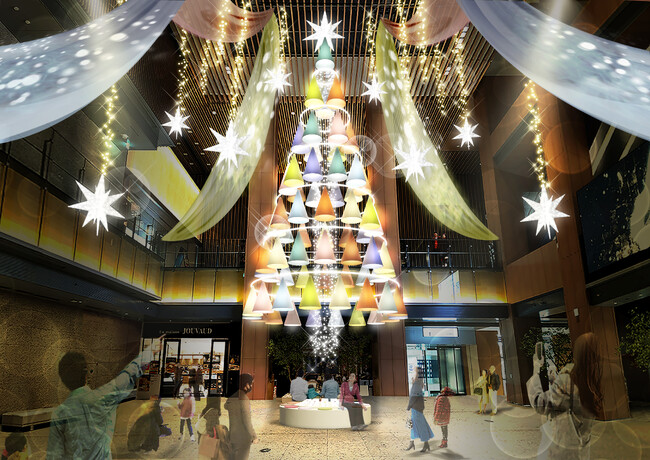 人々が「喜び輝く」明るいクリスマス。「FOOD TEXTILE(フードテキスタイル)」がもつ、自然由来の色彩で輝くツリーが登場。ＫＩＴＴＥ名古屋が贈る“DELIGHT CHRISTMAS”開催