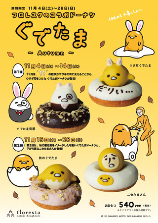 フロレスタのコラボドーナツ★11月はぐでたまコラボドーナツが登場！からだにやさしくおいしい自然派ドーナツ専門店フロレスタから期間限定で
