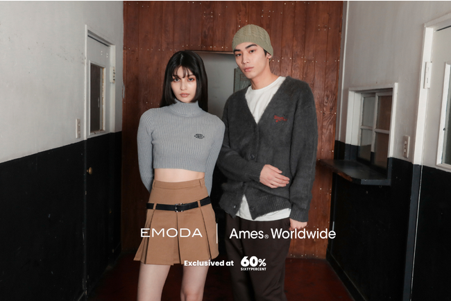 MARK STYLER株式会社が運営するファッションブランド「EMODA」と、韓国の人気ブランド「Ames Worldwide」が初のコラボ商品をオンラインストア「60%」にて先行発売