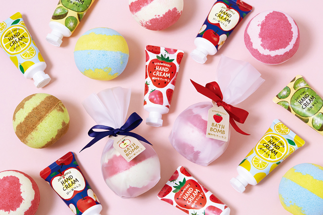 【フルーツの森】お風呂ではじけるマーブルバスボムと、ジューシーにうるおうハンドクリーム新発売！