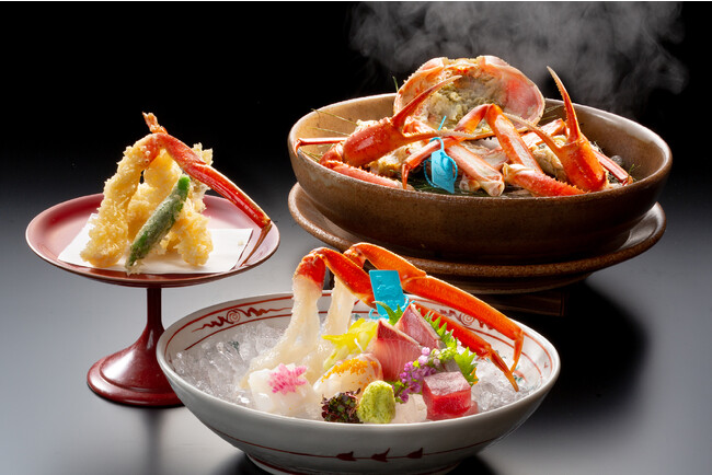 かがり吉祥亭【加能ガニ】青いタグが美味しさの証！おひとり様たっぷり1杯♪ お造り、宝楽蒸し、天ぷら～ 香箱蟹ご飯、黒毛和牛しゃぶしゃぶ