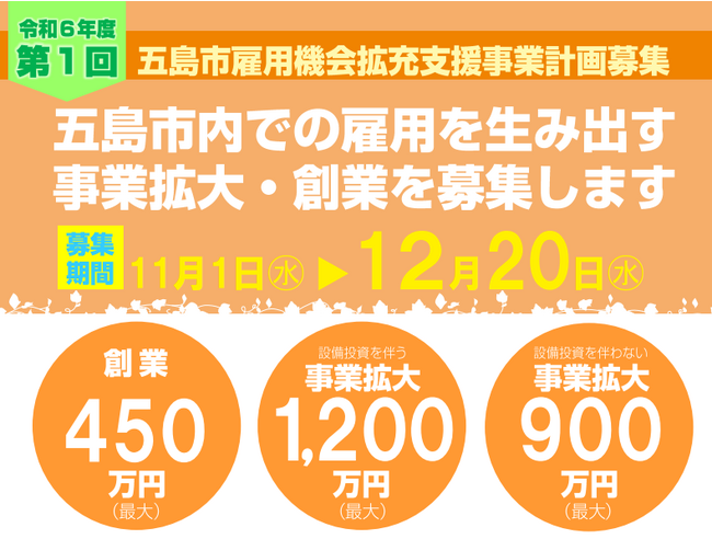 令和６年度第１回五島市雇用機会拡充支援事業計画を募集します