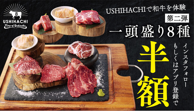 【期間限定】焼肉専門店「USHIHACHI」（ウシハチ）を体験できる3大イベント第二弾！スペシャルプレート「USHIHACHI一頭盛り【8種】」を半額でご提供