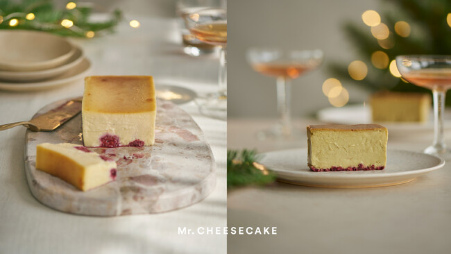 初雪のような純白の「Mr. CHEESECAKE White Berry」とピスタチオが主役の「Mr. CHEESECAKE Pistachio Raspberry」がホリデー限定で登場！