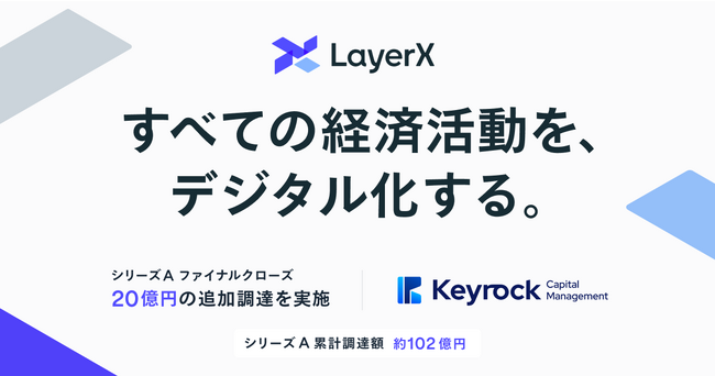 LayerX、シリーズA累計で約102億円を調達完了。海外機関投資家のKeyrock Capital Managementから20億円の資金調達を実施