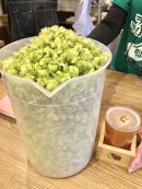 収穫したホップをトッピングした“追いホップ”のビール 収穫したホップをトッピングした“追いホップ”のビール