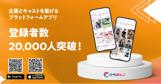 企業とキャストを繋げるアプリ『カラキャス』が登録者数20,000人を突破！