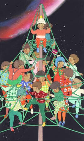 フランスで絵本作家としてデビューした、はっとりさちえの絵画展 あの子のスキップがきこえる を開催