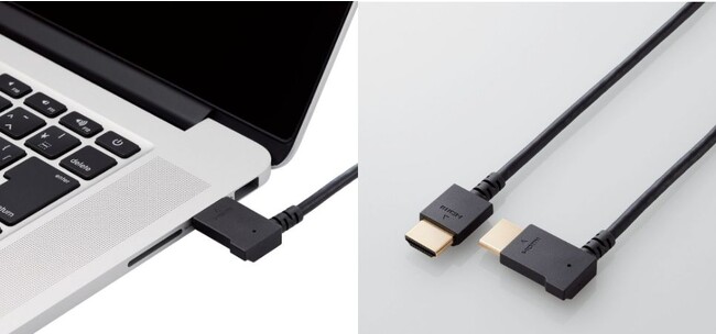 L字型のコネクターで配線スッキリ！パソコン・テレビ周りの省スペース化を実現するHigh Speed HDMIケーブルを新発売