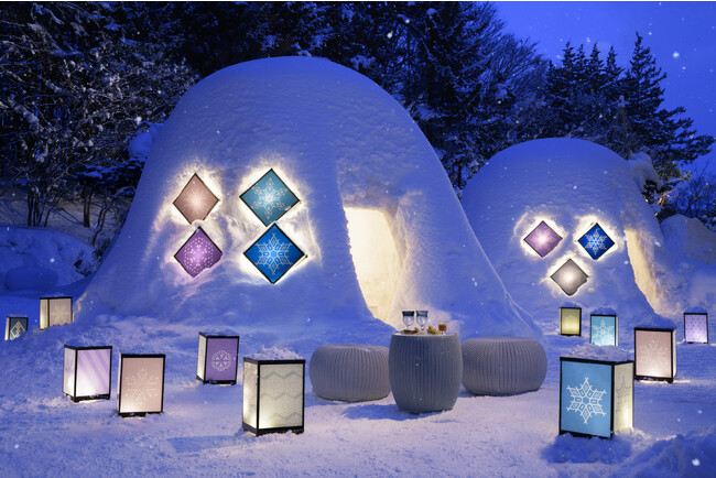 【界 津軽（青森県・大鰐温泉）】7種類の雪とこぎん幻燈に照らされたかまくらで、夕食前のひとときを愉しむ「津軽七雪かまくらアペロ」開催｜期間：2024年2月1日～2月29日