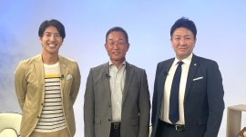 (左から)田中大貴アナ、辻発彦氏、藤澤義仁氏 (左から)田中大貴アナ、辻発彦氏、藤澤義仁氏