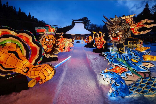 【青森屋】雪景色をねぶたが彩る「ねぶた雪灯り」今冬も実施｜期間：2023年12月1日～2024年3月31日