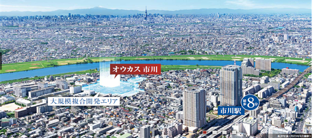 全体敷地面積約3.8ha、共同住宅（分譲・賃貸）、商業施設等との大規模複合開発　第7弾 健康増進型・賃貸シニアレジデンス「オウカス市川」 着工
