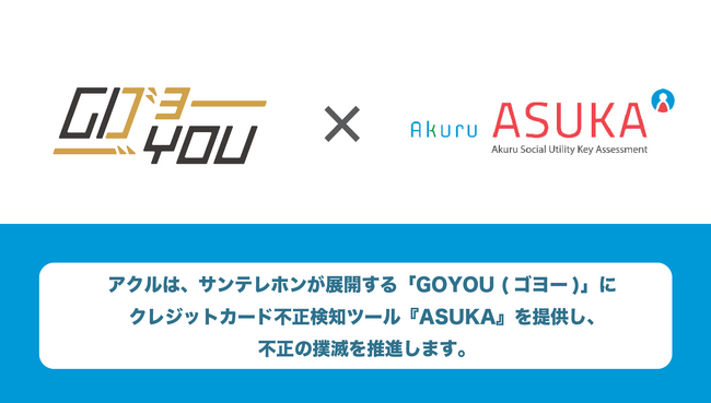 アクル、サンテレホンが展開する「GOYOU（ゴヨー）」のクレジットカード不正検知・認証システム「ASUKA」導入事例を公開！