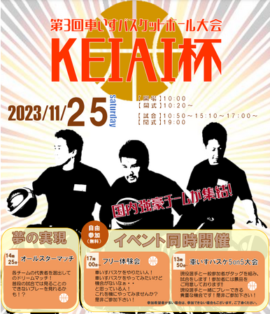 第3回KEIAI杯車いすバスケットボール大会11月25日に開催！