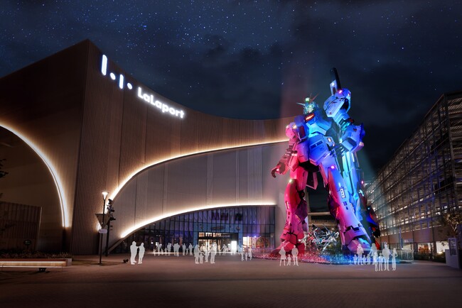 実物大ν(ニュー)ガンダム立像冬季限定23-24Ver.ライトアップ　～最新作『機動戦士ガンダムSEED FREEDOM』をモチーフにデザイン～