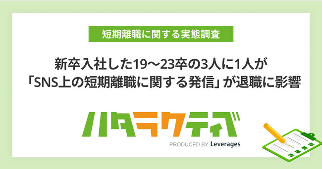 新卒入社した19～23卒の3人に1人が「SNS上の短期離職に関する発信」が退職に影響