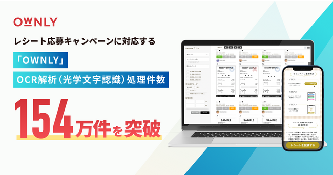 レシート応募キャンペーンに対応する「OWNLY」、OCR解析の処理件数が154万件を突破。
