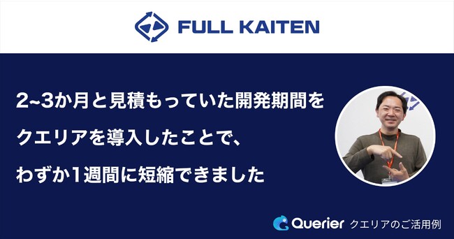 社内向け管理画面開発ローコード『クエリア』が、在庫分析クラウド『FULL KAITEN』で急成長中のフルカイテン株式会社の管理画面開発のサポートを開始