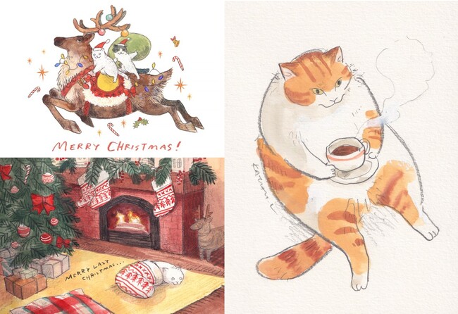 【銀座 蔦屋書店】イラストレーター黒山 Kathy Lamによる日本初の原画展「The Cup Cats」を11月28日（火）より開催。新作原画を中心に、クリスマスカード、カレンダーなどを展開。