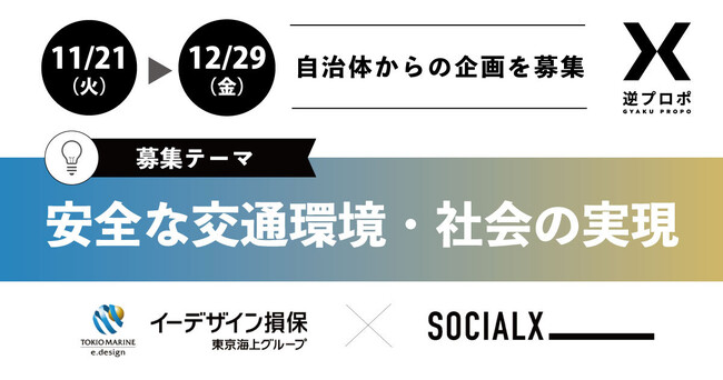 【ソーシャル・エックス】 イーデザイン損保による「逆プロポ」第4弾！「街の交通安全を支援する取り組み”＋まち”」が23年度の自治体からの企画を募集開始